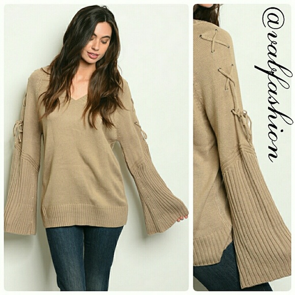 Vabfashion Sweaters - LAST 1! MOCHA BELL SLEEVE SWEATER!🍁